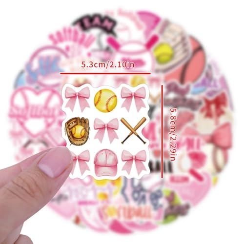 Softbalstickers voor jongeren en volwassenen, 50 stuks, softbal, vinyl stickers, set, auto, motorfiets, fiets, skateboard, snowboard, bagage, laptop, koffer, roer, motorfiets, computer 5