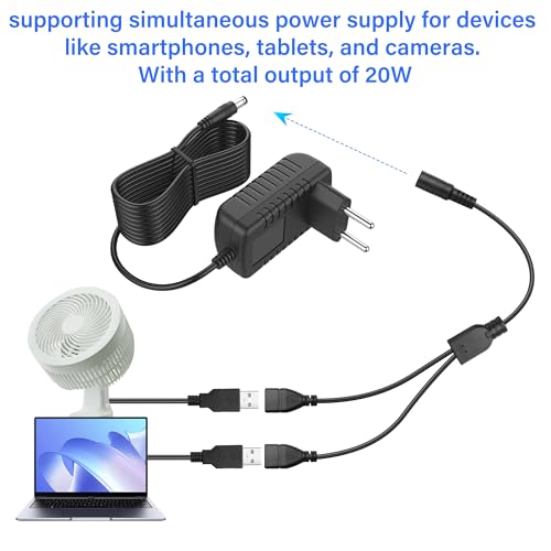 5V DC naar USB Splitter Power Cable 2Scs 20AWG DC5.5mm x 2.1mm Vrouw naar Dual USB2.0 Vrouwelijke uitbreiding Kabel voor Telefoon Laptop Led Strip Lights Camera 4