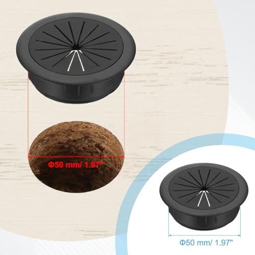 50mm Bureau Grommet, 5st Bureau Cord, Hole Cover, Bureau Kabel, Hole Grommet, Stevig ABS Plastic, Rond voor Kabels, Kasten, Bureaublad Uitrusting, Organiseren Bedrading, Zwart 3