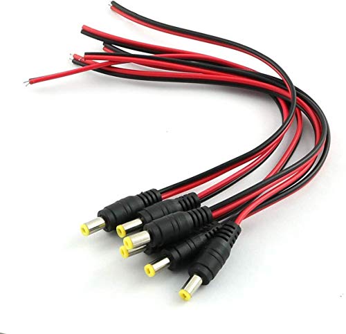 18AWG 12V 5A DC Montage Adapter Set, 6X Hollow Plug (Met Kabel) 6X Power Jack Socket 5.5 x 2.1mm Plug Vrouwelijke Adapter voor audio/video/Mobile Phone/Surveillance Camera's 5