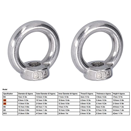 10 stuks Hoisting Eye Nut, Roestvrij staal hijsen Nut, Heavy Duty Eye Bolts voor de scheepsbouw, Technische Kranen, Metallurgische, Rail Loading(M4)