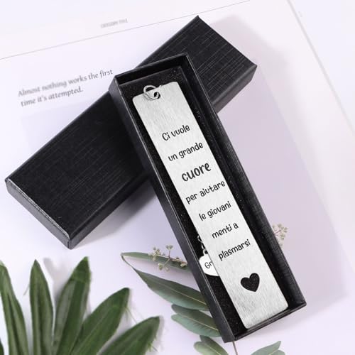 Italiaanse bladwijzer Metal Grazie Hart Gifts Einde schooljaar Kerstmis voor leraar, leraar, leraar, leraar, leraar 5