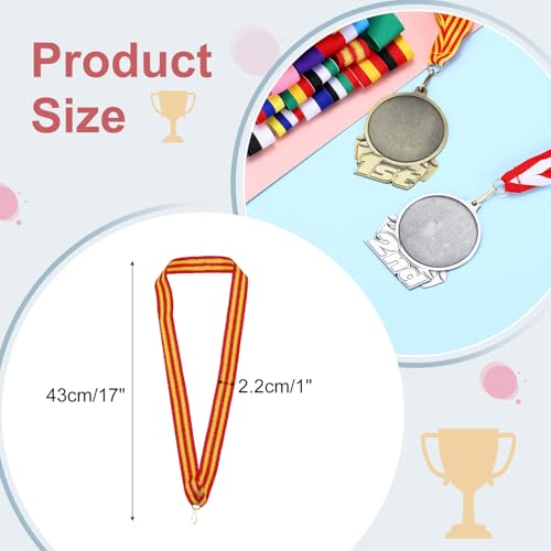 Award Neck Ribbons met Click Clips, 66 stuks Polyester Medal Lanyards Blank Award Ribbon voor de wedstrijd Performance Sport Party Gold