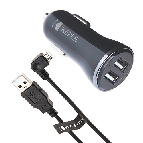 Car Charger Double Socket Adapter + Rechthoekige Micro USB-kabel Compatibel met TomTom Sat Nav UK Via 52 62 110 120 125 130 135 180 220 225 260 280, Via LIVE 120 125 130 135 1605TM 1405TM 140 5TM