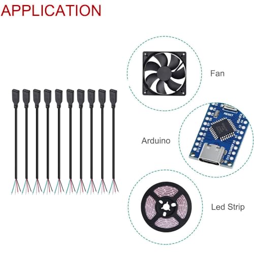 10st USB C-verbindingskabel, USB C-plug, Solderen, 28 AWG, 5V, 2A, 4 Wire USB C-uitbreiding Kabel voor geïnstalleerde USB C apparaten of DIY vervangingsreparatiekabels 4