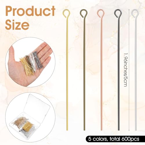600 Stuks Oogspelden voor sieraden maken, 6 inch roestvrij stalen oorbellen maken leveringen, Straight Metal End, Straight Pins voor DIY Craft oorbellen armband