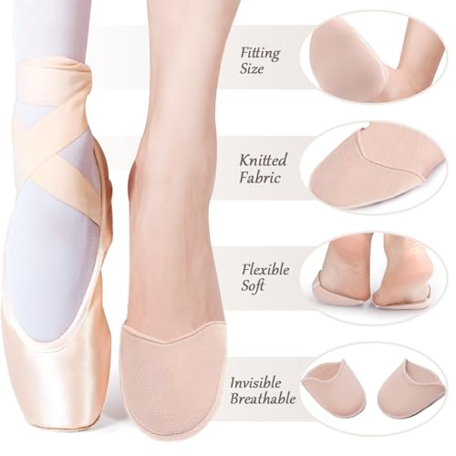 2 paar ballet schoenen, teen pads, zachte ballet danspunt teen beschermers pads anti-slip teen halve sokken teen zakjes pads gebreide stof teen cap cover voorvoet wrap dans schoen pads voor 3