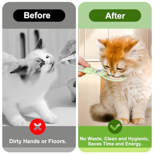 Katlepel, 2 stuks Groene leuke vis Vorm Kattenlepel, Gelukkig Kattenlepel, Knijpen Lepel met Hangende Gat voor Wet Food