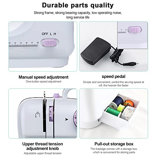 Naaimachine, mini elektrische huishoudelijke tweedraadsnaaimachine, 505 A 12 naalden, EU 220 V, geschikt voor beginners