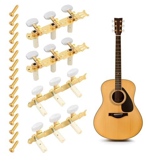 4Pcs Gitaar Tuners Machine Heads 2L+2R, Classical Guitar String Tuning Peg, Metalen Machinekop Open Muziekinstrument Delen met Montage Schroeven voor Akoestische Elektrische Gitaar