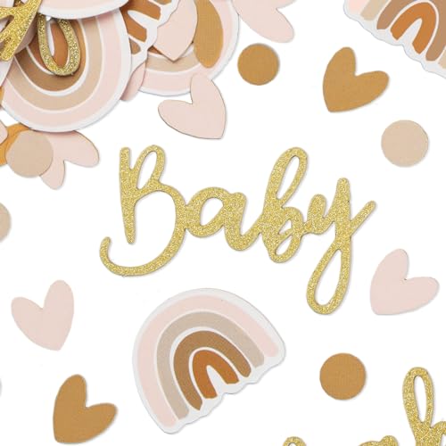 Baby douche decoratie - 60 stuks confetti met 4 patronen, baby en boho regenboog scatter decoratie, tafel decoratie voor baby douche, geslacht onthullen partij etc