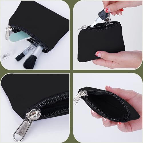 2 stuks kleine Canvas portemonnee Zipper Pouch geld portemonnee zak Coin Pouch kaart houder Portable Mini Change Portemonnee voor vrouwen Heren Kinderen Munt Credit Card ID-kaartsleutels, Multicolour, klassiek 3