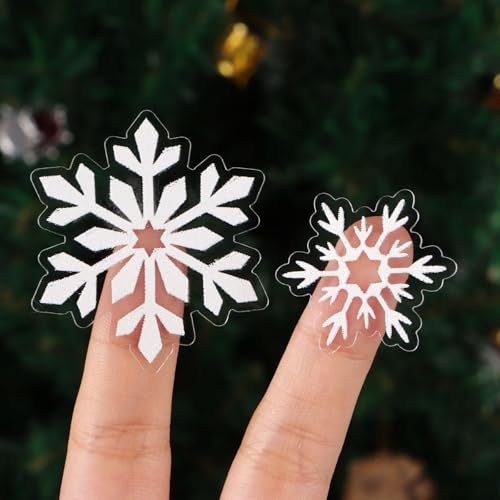 5 Vellen Kerstmis Stickers, Sneeuwvlokken, Glitters Sterren, Wit, Kerstmis Decoratie, Glitter Stickers voor Gift, Scrapbooking, Kaarten, Groetkaarten, Enveloppen, Pakketten (White) 3