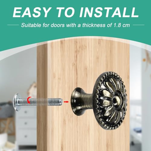 2 st. Vintage Kast Knobs, 25mm Antieke Bronzen Kast Knobs, Decoratieve Meubels Knobs, Lade Handgrepen, Ronde Meubels Deur Knobs met Montage Schroeven voor Lade Knobs Deur 4