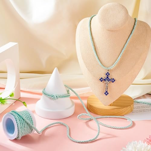 3mm Polyester Twisted Cords 3 Lagen Polyester Touw Decoratieve Touw Glanzend voor ophangen Decoratie Gordijnen Band Back Bag Trekkoorden Home Decor, Licht Groen