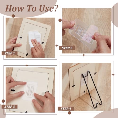 8 stuks 2 maten IJzeren fotolijsthouder, Ezel Photo Sticker voor het weergeven van foto's op tafel, zwart 3