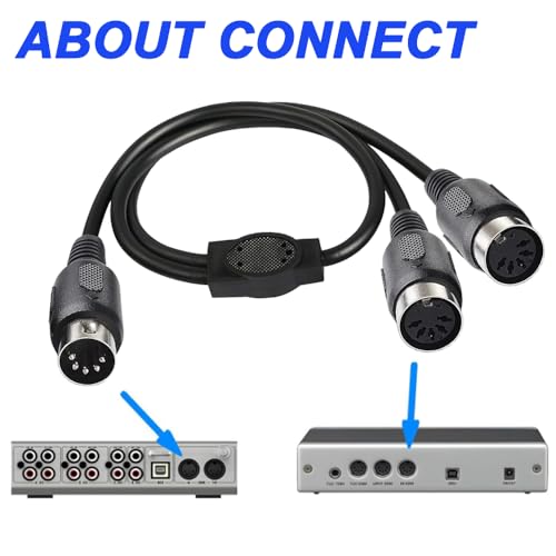 MIDI Cable 5 Pin Plug naar Dual DIN-MIDI Socket, 5 Pin DIN naar XLR Y Splitter voor MIDI Keyboard, MIDI Guitar (2 PCS) 5