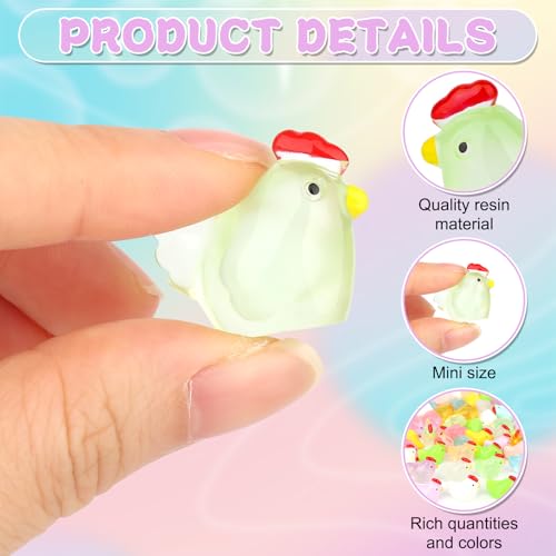70st Kleine Mini-Hars Kippen, 30 Klassieke en 40 Lichtgevende Lichtgevende Kippen Mini-Miniatuurdieren voor Doe-Het-Zelf Poppenhuis Micro Landschapstuin Feest- en Woondecoratie 4