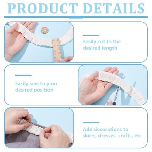 9 Yards Ruched Lace Trim, 30mm Brede Pleated Edge Trim Rouffles Wave Edge Ribbon voor het naaien van bruidsjurk Kleding Decoratie, Old Lace 3