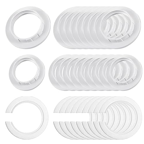 Verpakking van 30 schroefringen E27 kunststof, lampsluiting, lampringverminderaar voor lampkap of glazen elementen met schroefring E14 kunststof, schroefring E27 naar E14 kunststof