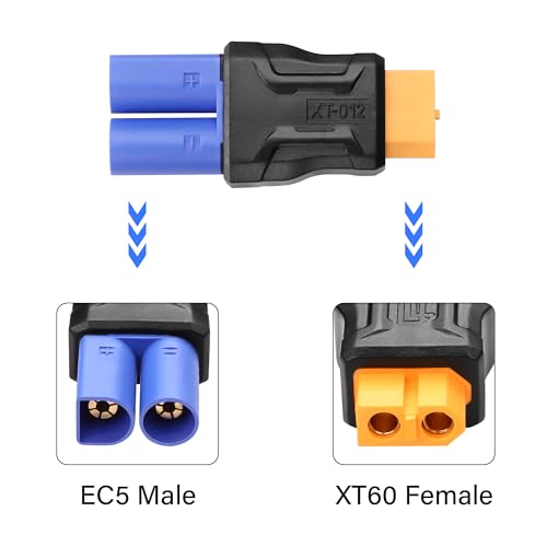 2 Pack EC5 naar XT60 Connector Adapter Draadloos voor RC FPV Drone auto Lipo Batterij Charger ESC (EC5 man tot XT60 vrouw)
