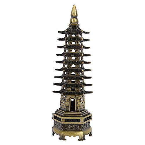 Metalen toren standbeeld Chinese stijl WenChang toren model figuur legering pagoda miniatuur ornamenten kantoorhuis bureaublad decor