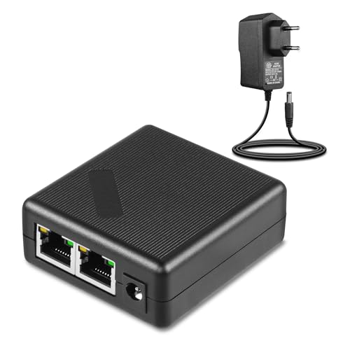 2 Port-Gigabit Ethernet Network Splinters RJ45 1 tot 2 1000/100 Mbit/s Ethernet Adapter Splinters met een 2-pins Europese EU-op-DC5521 stopcontactkabel voor computer, naaf, switch, router