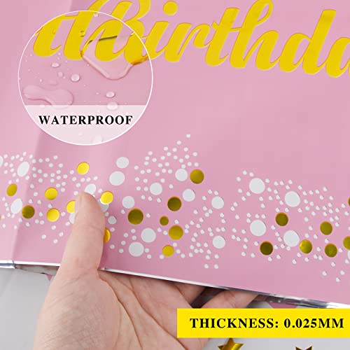 2 stuks 137 x 183 cm Tafellakens Verjaardag Meisjes Pink Gelukkige verjaardag Tafelkleed Wasbaar Plastic Rechthoekige Party Tafelkleed voor kinderen verjaardag Meisjes etc. (Dikte: 0,02mm) 3