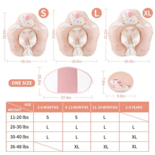 Baby Zwemring met Sun Canopy, Pony Opblaasbaar Zwemring, Baby zwemtrainer Baby zwemhulp met verwijderbare zonbescherming, Zwemring voor baby's, peuters, roze, L(6-30 maanden) 3