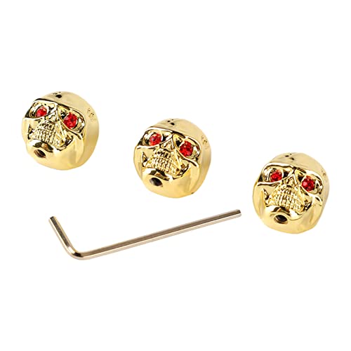 Volume Tone Knob voor elektrische gitaar volume Tone Knoppen voor elektrische gitaar schedel hoofd voor elektrische gitaar, schedel knoppen voor elektrische bas Tuning moersleutels (GD305 Gold)
