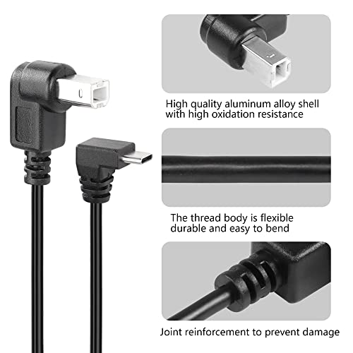 USB B naar USB-C Printerkabel, Pack van 2, USB 2.0 Type B naar Type C Kabel, Compatibel met Printers, MIDI Controller, MIDI Keyboard en meer (Type B (UP)) 5