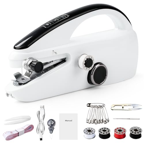 Handnaaimachine, draagbare Mini elektrische naaimachine met naaiaccessoires voor beginners, gemakkelijk te bedienen en snel naaien, Geschikt voor doe-het-zelf kleding, cutains, Home Travel