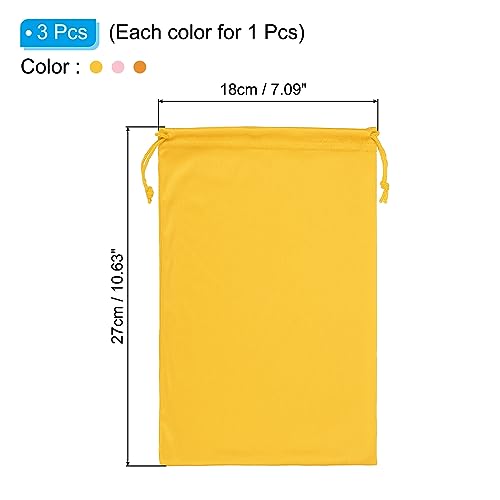 Ski Goggles Bag, 3 Pack Soft Microfiber Snow Goggles Beschermende opslagzak Mouwkoord zak voor cameralenzen, zonnebril, Eyewear, Roze, Oranje, Geel