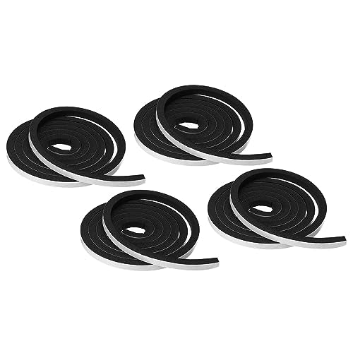 Weerstrippen voor deuren, 2 Rolls 3/8" B x 3/8" T Schuimafdichtingsband, Zelfklevende isolatiestrip voor deurvensters, Airconditioning, zwart (6.56 voet lengte)