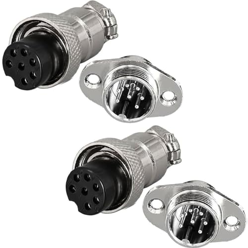 2st GX12 7 Pin Aviation Plug, Ronde Metal Aviation Plug, M12 Diamond Flange GX12 Man Female Connector 7 Pin Panel Mount Cable Connector
