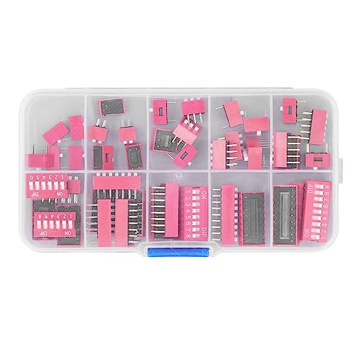 45 Piece DIP Switch Assortiment Set, Aan/uit Rocker Switch, 2,54 mm, Range 1, 2, 3, 4, 5, 6, 7, 8, 9 P voor Circuit Boards, Circuit Boards 3