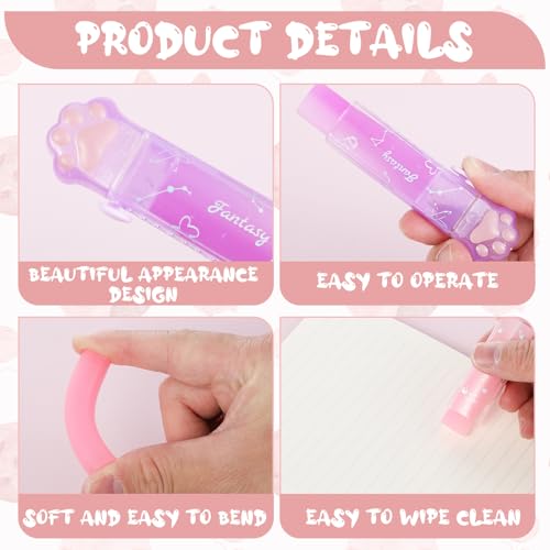 4 stuks Schuifbare wimpers, schattige kat Paws, Kawaii Intrekbare wimpers voor kinderen, schoolbenodigdheden en kantoor, Clean Wipe Wiser 3