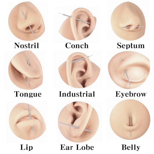 Verpakking van 8 piercing cone insertion tools, piercing verwisselbare naalden, zonder schroefdraad insertion pin schroef op hulpmiddel voor neus navel Lip wenkbrauw oor cartilage body piercing stretchin 3