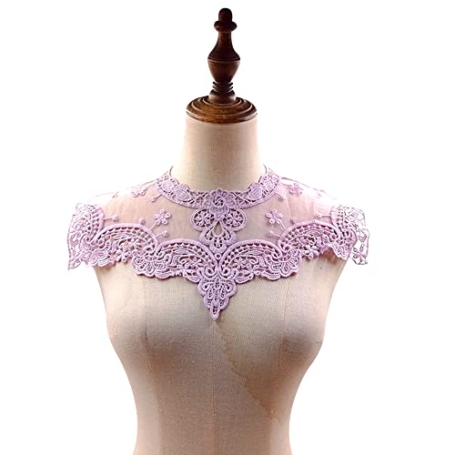 Geborduurde Tulle Lace Collar Applique, Lace Patch Lace Motif Appliqué Patches invoegen halsband voor naaien DIY ambachten kostuum kleding bruidsjurk decoratie op de nek, paars