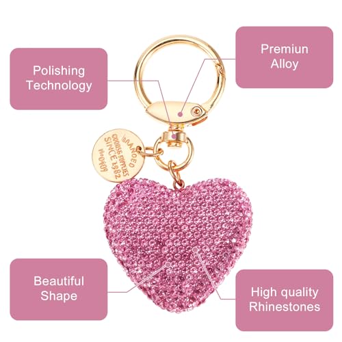 hart tas hanger dames, tas charme auto metalen sleutelhanger, Purse hanger sleutelhanger met glinsterende strass stenen, tas charme dames zakken, handtassen, autosleutels 4