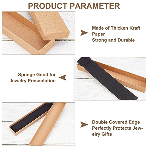 12 stuks Karton Juwelen Box, Rechthoekige armband Cadeau Doos Lange ketting geval voor oorbellen ketting sieraden presentatie, Moederdag, Kerstmis, Verjaardag Cadeau Verpakking Bruin 3