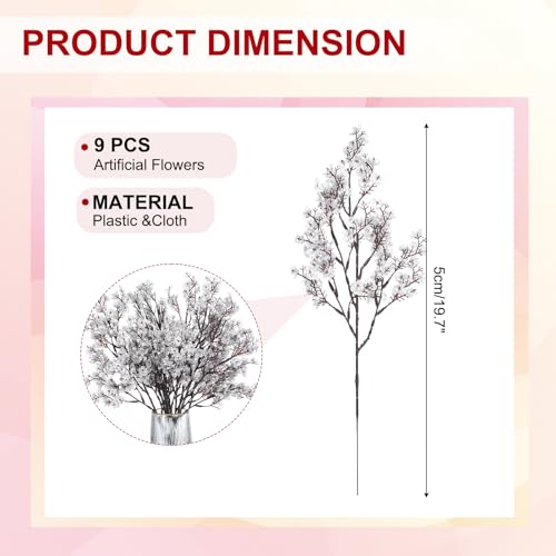 Kunstbloemen, 9 stuks Europese nep bloemen, DIY boeket, nep bloemen voor thuis Tuin Keuken Decoratie Bruiloft Partij Decoratie Zilver