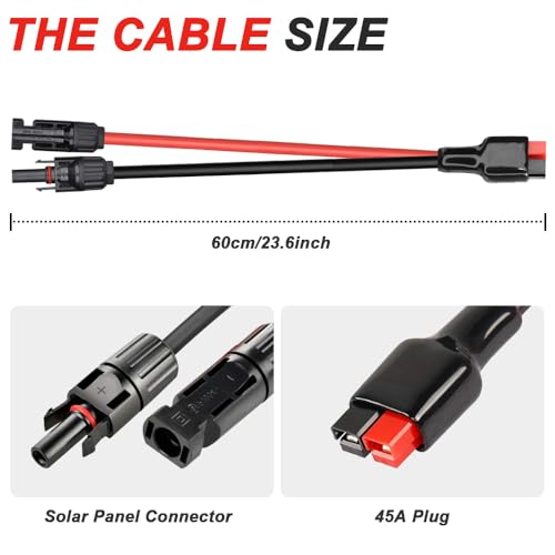 Solar Module Kabelset met 45A Plug, 10AWG Plug en Socket to 45A Extension Cable for Solar Module, 2 Pieces, 60 cm