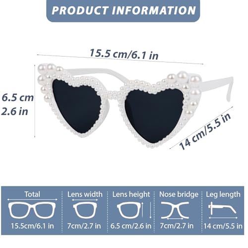 Hartvormige zonnebril met parels - retro hartvormige glazen met witte parel ontwerp - Cateye zonnebril vrouwen - vintage zonnebril hart vorm - feest glazen voor bruiloft, verjaardag