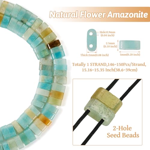 1 Strand Amazonite Tila Kralen Natuurlijke Edelsteen 2 Hole Square Zaad Kralen Drager Kralen voor Meerdere Strands Armband Ketting Ambachten sieraden maken, 150 st 4