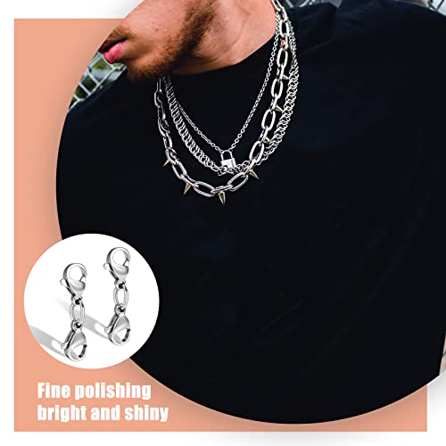 8 st Dubbele Carabiner sluiting Extenders, Roestvrij staal 2.5cm sieraden Lobster sluiting Dubbele Claw Connector voor ketting armband sieraden maken (Zilver) 5