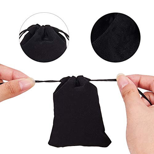 50 stuks fluweel zakjes koord Gift Pouch sieraden zakjes snoep tassen bruiloft favor Bags voor sieraden opslag, zwart,9x7cm 3