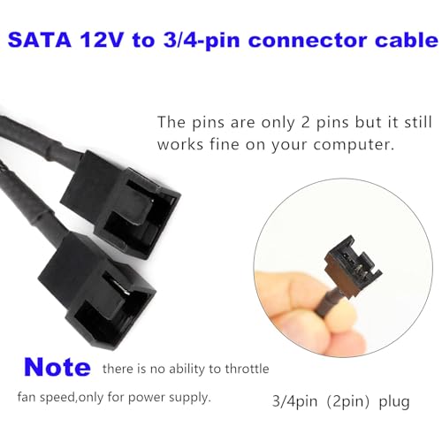5 stuks SATA Fan Power Cable, 15 Pin SATA tot 2 x 3 Pin/4 Pin, 12V PC Case, Fan Splitter PWM Adapter voor Ventilator, PC, Koelkast Power Cable voor 5