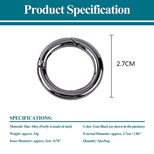 5st Lente Ring Veer Karabiners Opening Lente Haak Zink Legering Veer Rond voorjaar Snap Clips Haak sleutelhanger Gesp