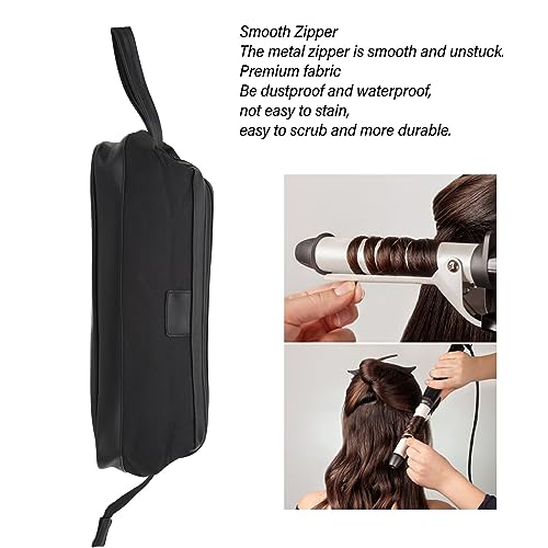 Haardroger opslagzak, Haarhulpmiddelen Reistas Haar Curlers Accessoires Handtas Draagbare Haardroger Beschermende Doos Leren Curling Iron Travel Bag voor Haargereedschap (zwart) 3